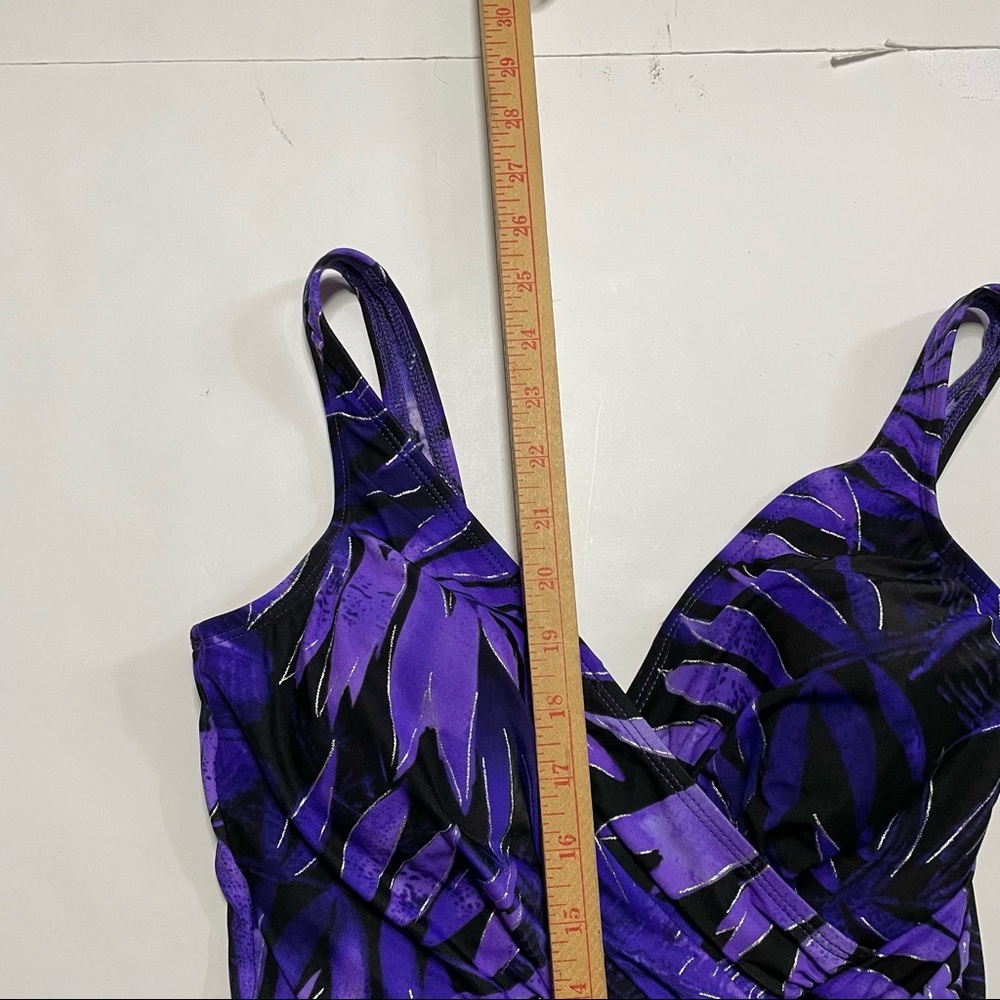 Miraclesuit Rouched One Piece Swimsuit Faux Wrap Style Spaghetti Strap Summer - Picture 8 of 9